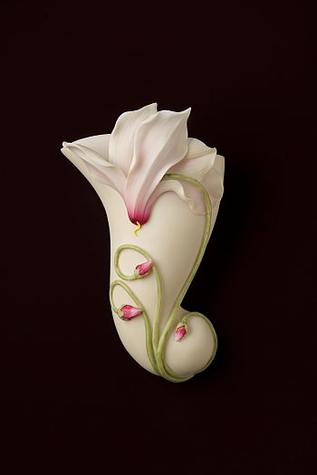 Ibis & Orchid Hummingbird & Hibiscus Wall Pocket Sconce Vase Pink Green 